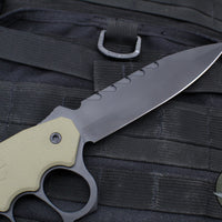 Blackside Customs Trench Boss- Single Edge Dagger - OD Green G-10 Handle Scales- Black Blade- Black Hardware