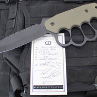 Blackside Customs Trench Boss- Single Edge Dagger - OD Green G-10 Handle Scales- Black Blade- Black Hardware