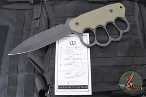 Blackside Customs Trench Boss- Single Edge Dagger - OD Green G-10 Handle Scales- Black Blade- Black Hardware