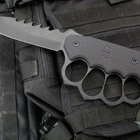 Blackside Customs Trench Boss- Single Edge Dagger - Black G-10 Handle Scales- Black REAPER Blade- Black Hardware