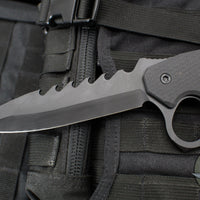 Blackside Customs Trench Boss- Single Edge Dagger - Black G-10 Handle Scales- Black REAPER Blade- Black Hardware