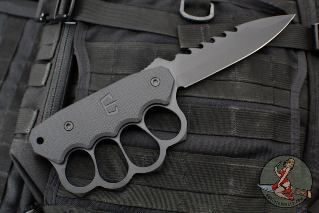 Blackside Customs Trench Boss- Single Edge Dagger - Black G-10 Handle Scales- Black REAPER Blade- Black Hardware