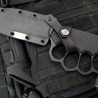 Blackside Customs Trench Boss- Single Edge Dagger - Black G-10 Handle Scales- Black REAPER Blade- Black Hardware