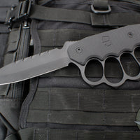 Blackside Customs Trench Boss- Single Edge Dagger - Black G-10 Handle Scales- Black Blade- Black Hardware