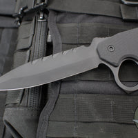 Blackside Customs Trench Boss- Single Edge Dagger - Black G-10 Handle Scales- Black Blade- Black Hardware