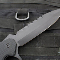 Blackside Customs Trench Boss- Single Edge Dagger - Black G-10 Handle Scales- Black Blade- Black Hardware