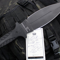 Blackside Customs Fairgate Smachet- Double Edge - Black G-10 Handle Scales- Black Finished PSB27 Blade- Black HW BSC-FAIR-BLK-BLKG10