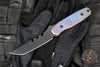 Blackside Customs Kimura Fixed Blade - Reaper Back Cut- Black Blade Finish- Flamed Titanium Scales BSC-K1-REAPER-BLK-FLTI