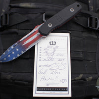 Blackside Customs Plan B Fixed Blade - Black G-10 Handle Scales- Old Glory Graphic BSC-PB-BLK-OLDGLORY