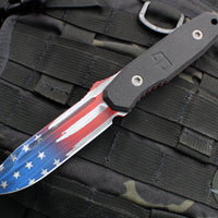 Blackside Customs Plan B Fixed Blade - Black G-10 Handle Scales- Old Glory Graphic BSC-PB-BLK-OLDGLORY