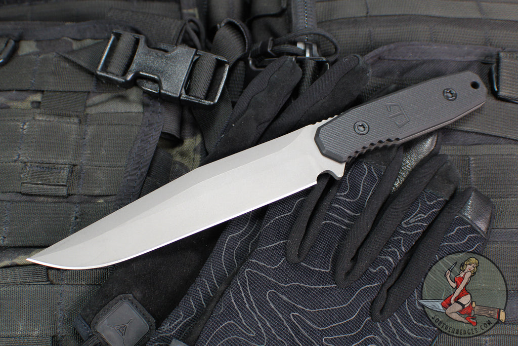 Blackside Customs Recon 1 Fixed Blade- Gray Matter Finish- Black G-10 Scales BSC-ROG1-GM-BLKG10