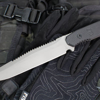 Blackside Customs Recon 1 Fixed Blade- Gray Matter Finished Saw Back Blade- Black G-10 Scales BSC-ROG1-GMSAW-BLKG10
