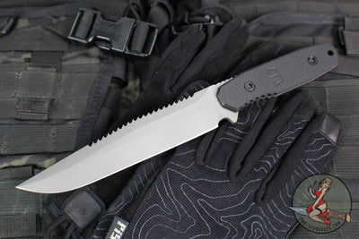Blackside Customs Recon 1 Fixed Blade- Gray Matter Finished Saw Back Blade- Black G-10 Scales BSC-ROG1-GMSAW-BLKG10