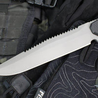 Blackside Customs Recon 1 Fixed Blade- Gray Matter Finished Saw Back Blade- Black G-10 Scales BSC-ROG1-GMSAW-BLKG10