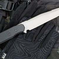 Blackside Customs Recon 1 Fixed Blade- Gray Matter Finished Saw Back Blade- Black G-10 Scales BSC-ROG1-GMSAW-BLKG10