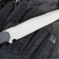 Blackside Customs Recon 1 Fixed Blade- Gray Matter Finished Saw Back Blade- Black G-10 Scales BSC-ROG1-GMSAW-BLKG10
