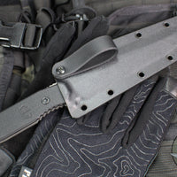 Blackside Customs Recon 1 Fixed Blade- Gray Matter Finished Saw Back Blade- Black G-10 Scales BSC-ROG1-GMSAW-BLKG10