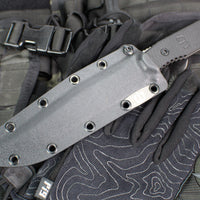 Blackside Customs Recon 1 Fixed Blade- Gray Matter Finished Saw Back Blade- Black G-10 Scales BSC-ROG1-GMSAW-BLKG10