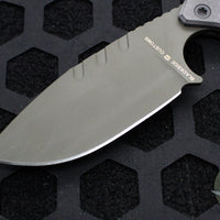 Blackside Customs/Strider Knives SLCC Fixed Blade- Drop Point Edge- Carbon Fiber Scale- OD Green Blade Finish