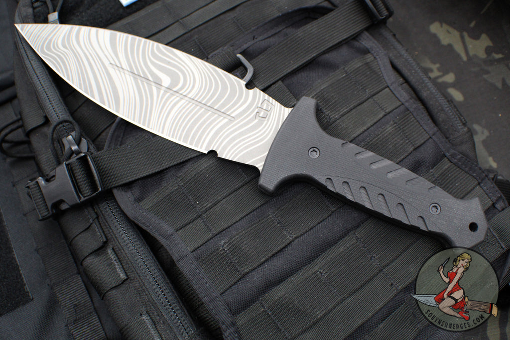 Blackside Customs Fairgate Smachet- Double Edge - Black G-10 Handle Scales- Beskar Finished PSB27 Blade BSC-FAIR-BESKAR-BLKG10