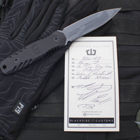 Blackside Customs Phase 7- Double Edge Dagger - Black Aluminum Scales- Grey Half Tone Camo Finished PBS27 Steel Blade BSC-P7-BLKAL-HALFGRY