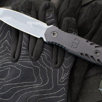 Blackside Customs Phase 7- Double Edge Dagger - Black Aluminum Scales- Grey Half Tone Camo Finished PBS27 Steel Blade BSC-P7-BLKAL-HALFGRY