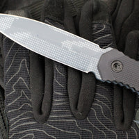 Blackside Customs Phase 7- Double Edge Dagger - Black Aluminum Scales- Grey Half Tone Camo Finished PBS27 Steel Blade BSC-P7-BLKAL-HALFGRY