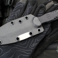 Blackside Customs Phase 7- Double Edge Dagger - Black Aluminum Scales- Grey Half Tone Camo Finished PBS27 Steel Blade BSC-P7-BLKAL-HALFGRY