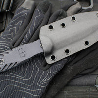 Blackside Customs Phase 7- Double Edge Dagger - Black Aluminum Scales- Grey Half Tone Camo Finished PBS27 Steel Blade BSC-P7-BLKAL-HALFGRY