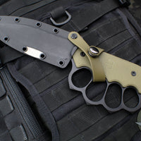 Blackside Customs Trench Boss- Single Edge Dagger - OD Green G-10 Handle Scales- Black Blade- Black Hardware