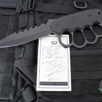 Blackside Customs Trench Boss- Single Edge Dagger - Black G-10 Handle Scales- Black REAPER Blade- Black Hardware
