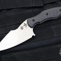 Borka Blades SB1 - John Gray Collaboration- Chisel Ground- Hand Ground Stonewash/Polished- Black G-10 Scales- Custom Leather Sheath