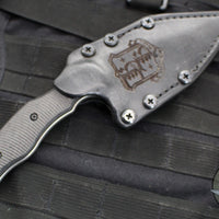 Borka Blades SB1 - John Gray Collaboration- Chisel Ground- Hand Ground Stonewash/Polished- Black G-10 Scales- Custom Leather Sheath