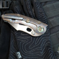 Borka Blades Custom Stitch- Cosmic Finished Titanium Handles and Clip- Satin Nightmare Grind Blade