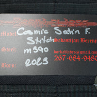 Borka Blades Custom Stitch- Cosmic Finished Titanium Handles and Clip- Satin Nightmare Grind Blade