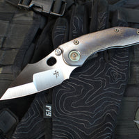 Borka Blades Custom Stitch- Cosmic Finished Titanium Handles and Clip- Satin Nightmare Grind Blade