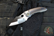 Borka Blades Custom Stitch- Cosmic Finished Titanium Handles and Clip- Satin Nightmare Grind Blade