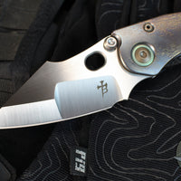 Borka Blades Custom Stitch- Cosmic Finished Titanium Handles and Clip- Satin Nightmare Grind Blade