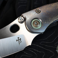 Borka Blades Custom Stitch- Cosmic Finished Titanium Handles and Clip- Satin Nightmare Grind Blade