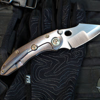 Borka Blades Custom Stitch- Cosmic Finished Titanium Handles and Clip- Satin Nightmare Grind Blade
