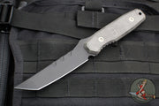 Blackside Customs Kimura Fixed Blade - Black Blade Finish- Black Carbo Camo Scales BSC-K1-BLK-BLKCC