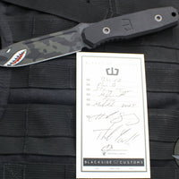 Blackside Customs Plan B Fixed Blade - Black G-10 Handle Scales- Black Camo Flying Tiger Graphic BSC-PB-BLK-FLYINGTIGER