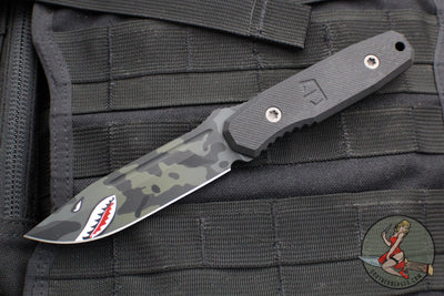 Blackside Customs Plan B Fixed Blade - Black G-10 Handle Scales- Black Camo Flying Tiger Graphic BSC-PB-BLK-FLYINGTIGER