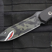 Blackside Customs Plan B Fixed Blade - Black G-10 Handle Scales- Black Camo Flying Tiger Graphic BSC-PB-BLK-FLYINGTIGER