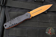 Blackside Customs Phase 7- Double Edge Dagger - Black Aluminum Scales- Orange Finished PBS27 Steel Blade BSC-P7-BLKAL-ORG
