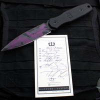 Blackside Customs Phase 7 SDM- Double Edge Dagger - Black G-10 Handle Scales- Grimace Camo Finished Magnacut Blade BSC-P7SDM-BLK-GRIMACE