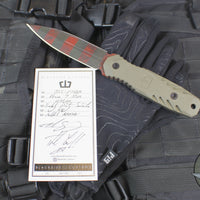 Blackside Customs Phase 7 SDM- Double Edge Dagger - Freddy's Dirty Sweater Edition- Tan G-10 Handle Scales- Dirty Sweater Finished Blade BSC-P7SDM-FREDDY