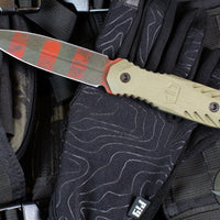 Blackside Customs Phase 7 SDM- Double Edge Dagger - Freddy's Dirty Sweater Edition- Tan G-10 Handle Scales- Dirty Sweater Finished Blade BSC-P7SDM-FREDDY
