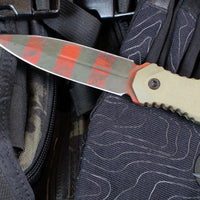 Blackside Customs Phase 7 SDM- Double Edge Dagger - Freddy's Dirty Sweater Edition- Tan G-10 Handle Scales- Dirty Sweater Finished Blade BSC-P7SDM-FREDDY
