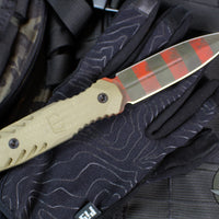 Blackside Customs Phase 7 SDM- Double Edge Dagger - Freddy's Dirty Sweater Edition- Tan G-10 Handle Scales- Dirty Sweater Finished Blade BSC-P7SDM-FREDDY